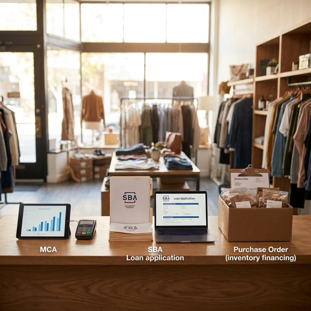 retail business funding options Maine - MCA vs SBA vs inventory financing